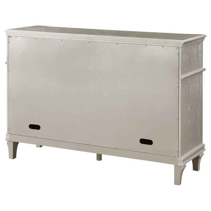 Evangeline - 4-Drawer Sideboard Server With Faux Diamond Trim - Silver Oak