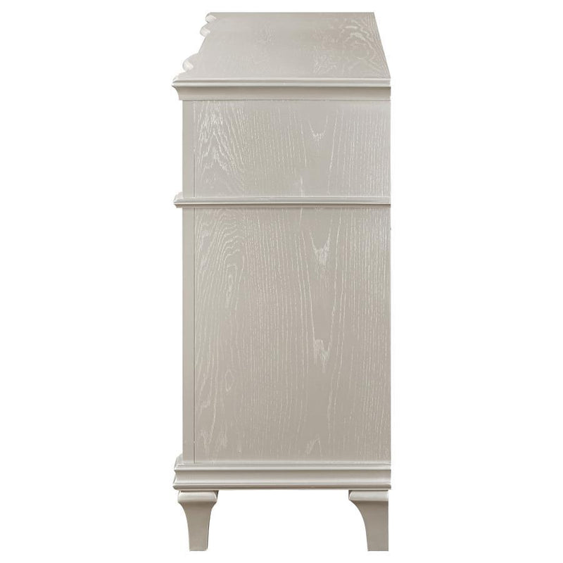 Evangeline - 4-Drawer Sideboard Server With Faux Diamond Trim - Silver Oak