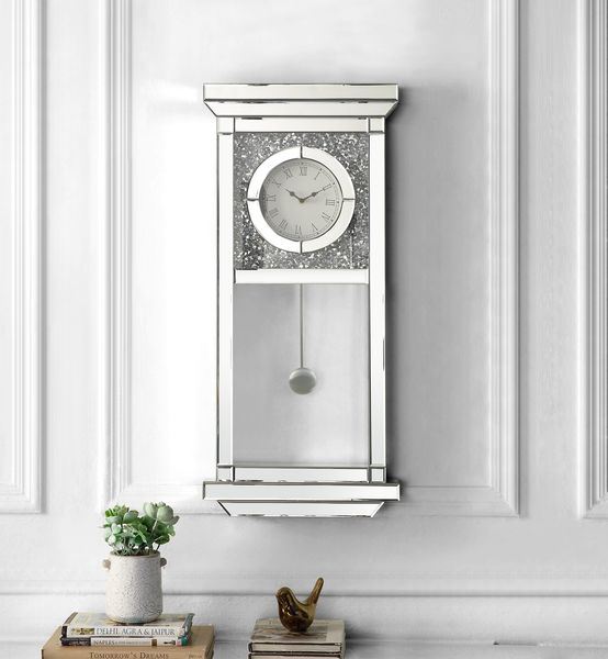 Noralie - Wall Clock - Mirrored & Faux Diamonds - 32"