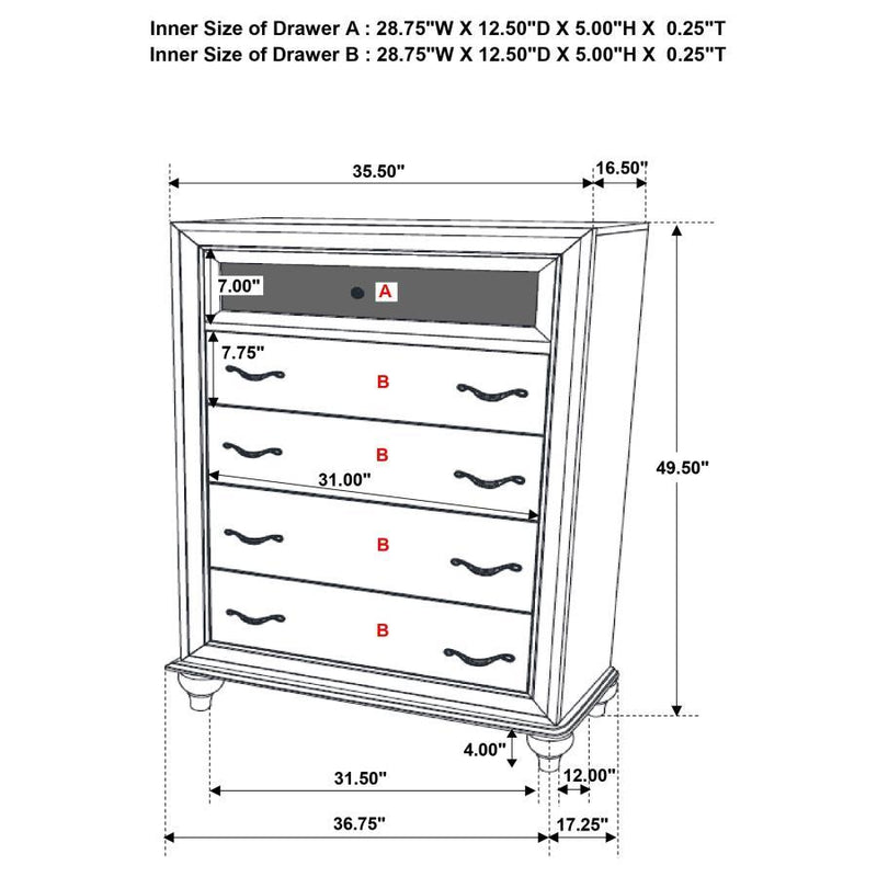 Barzini - 5-drawer Chest