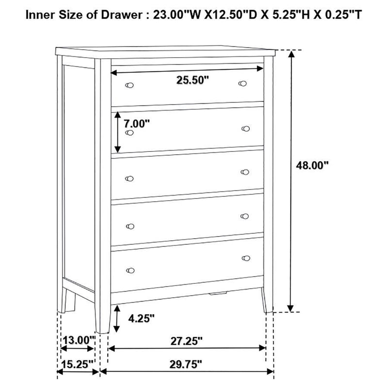 Carlton - 5-Drawer Rectangular Chest - Cappuccino