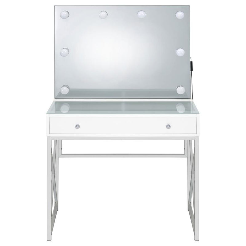 Eliza - 2 Piece Vanity Set With Hollywood Lighting - White And Chrome