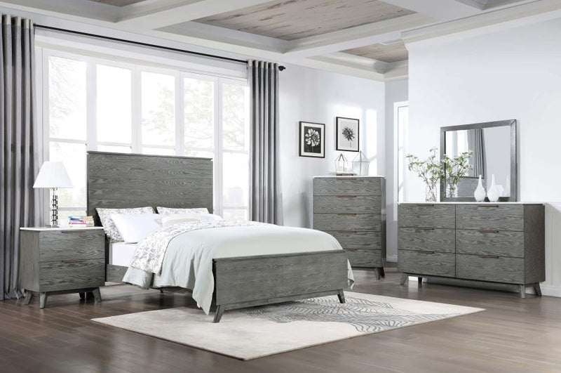 Nathan - 6-Drawer Dresser - White Marble And Gray