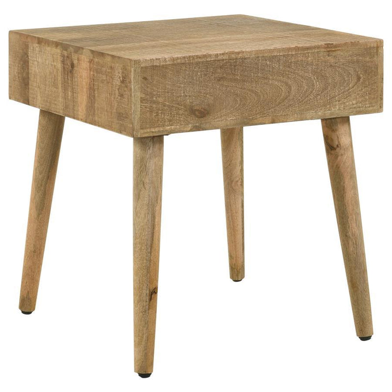 Zabel - 1-Drawer Square Mango Wood Side End Table - Natural