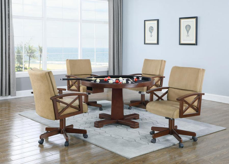 Marietta - Upholstered Swivel Dining And Game Chair - Tobacco