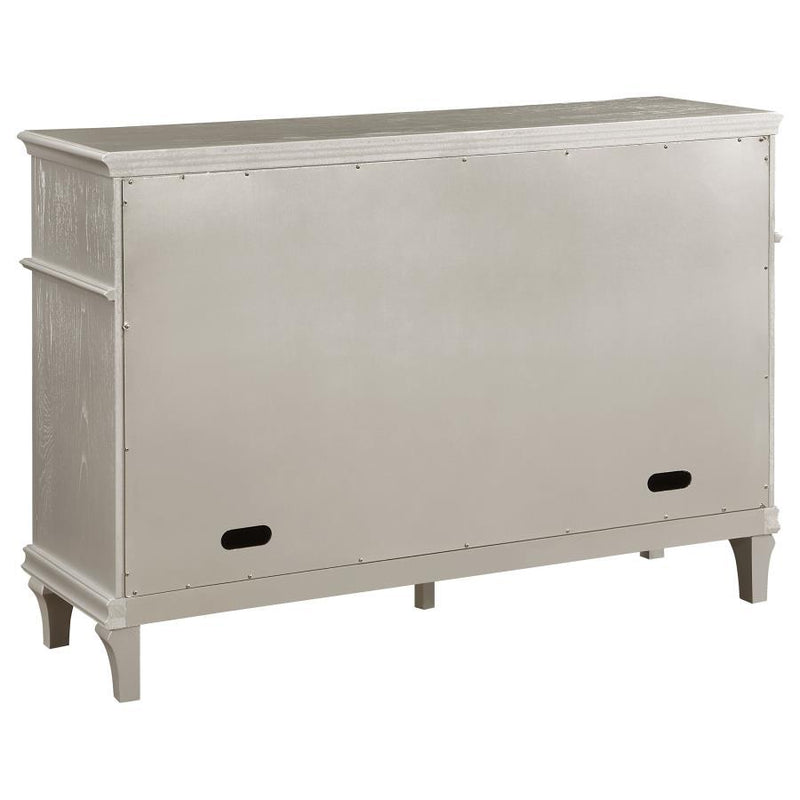 Evangeline - 4-Drawer Sideboard Server With Faux Diamond Trim - Silver Oak