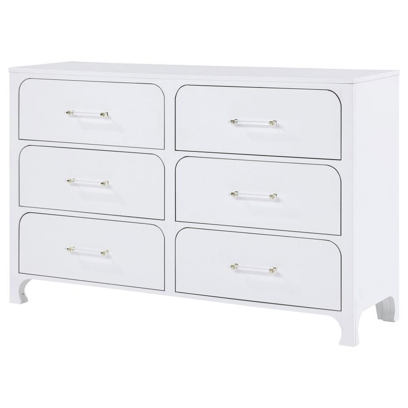 Anastasia - 6-Drawer Bedroom Dresser - Pearl White