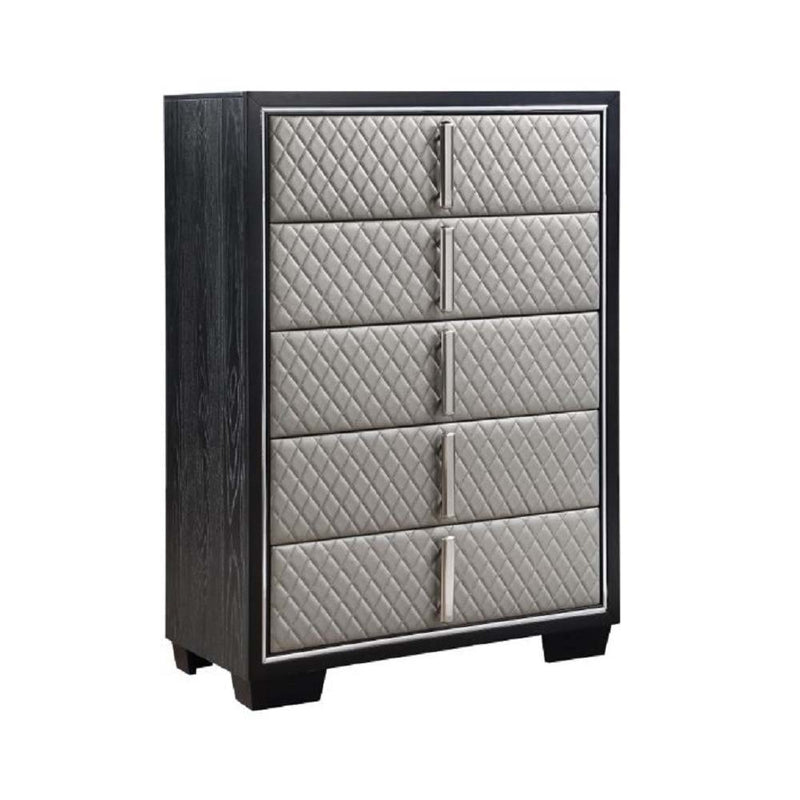 Nicola - Chest - Silver PU & Black Finish