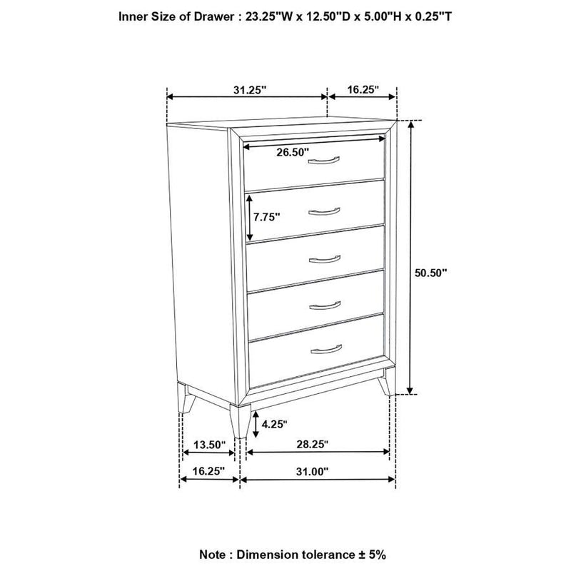 Watson - 5-Drawer Chest - Gray Oak And Black