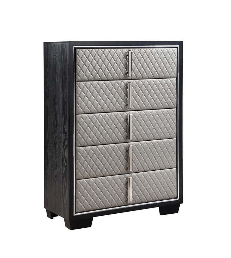 Nicola - Chest - Silver PU & Black Finish