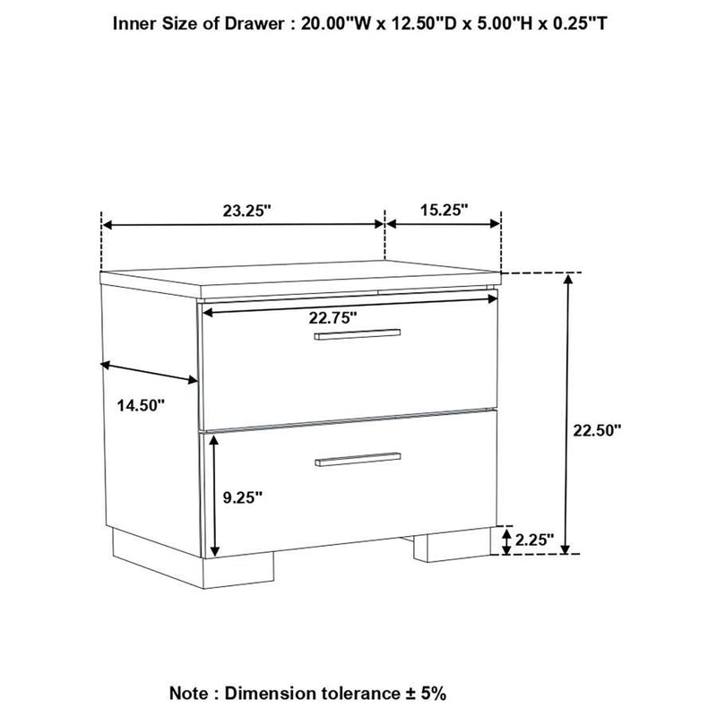 Felicity - 2-Drawer Nightstand - Glossy White