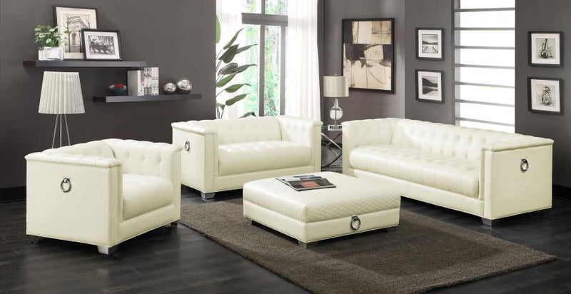 Chaviano - Upholstered Track Arm Loveseat - Pearl White