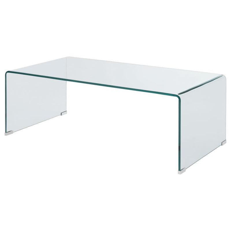 Ripley - Rectangular Tempered Bent Glass Coffee Table - Clear