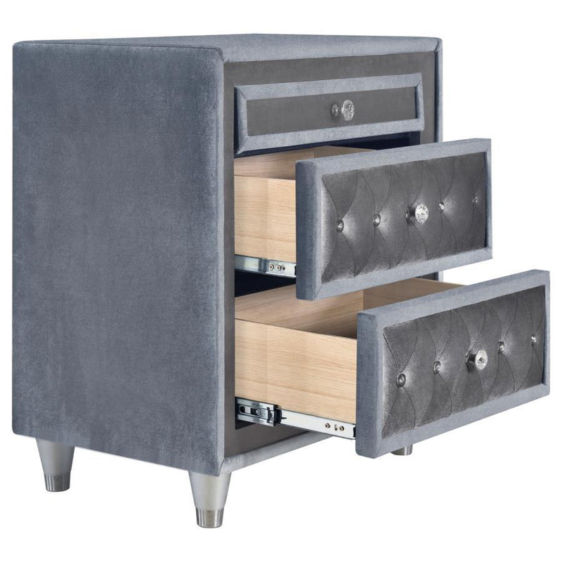 Antonella - 3-Drawer Upholstered Nightstand