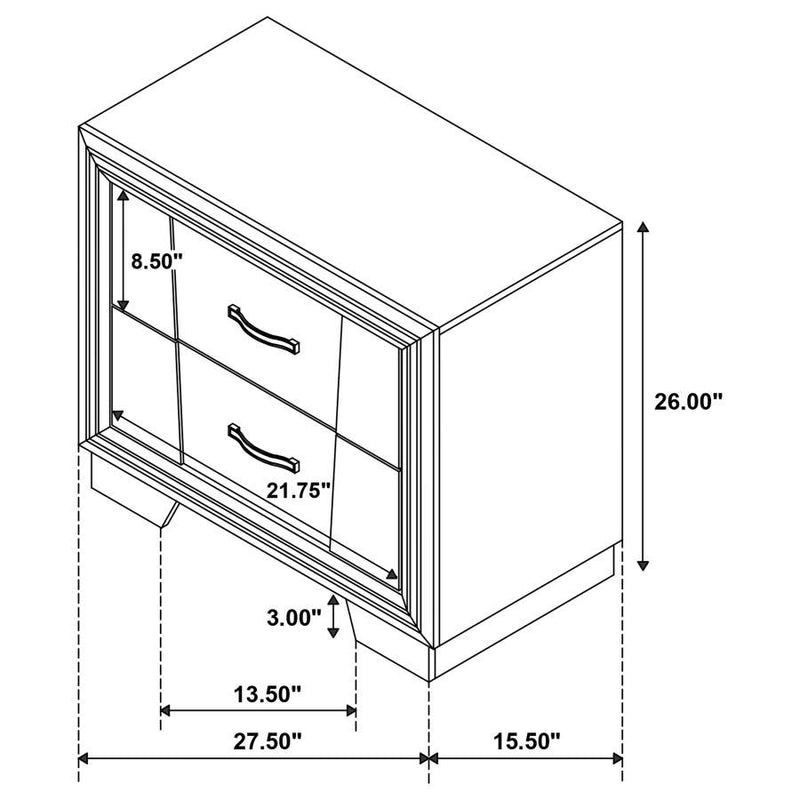 Janine - 2-Drawer Nightstand - Gray