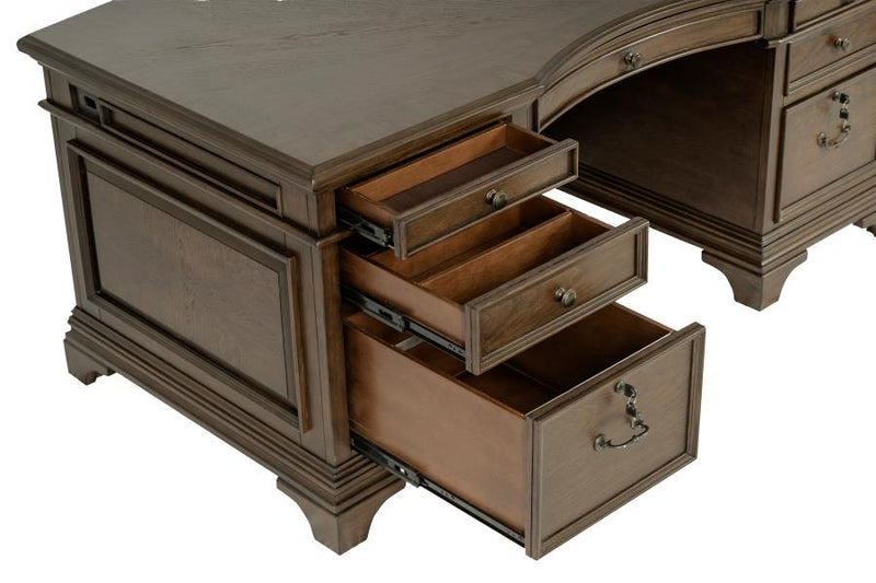 Hartshill - 7-Drawer Executive Desk - Burnished Oak