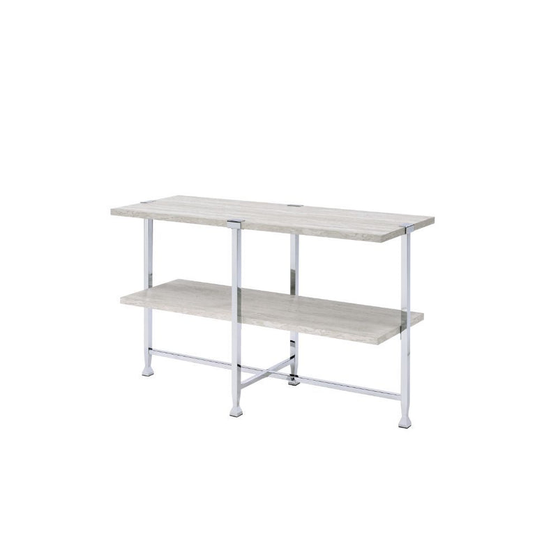 Brecon - Accent Table - White Oak & Chrome