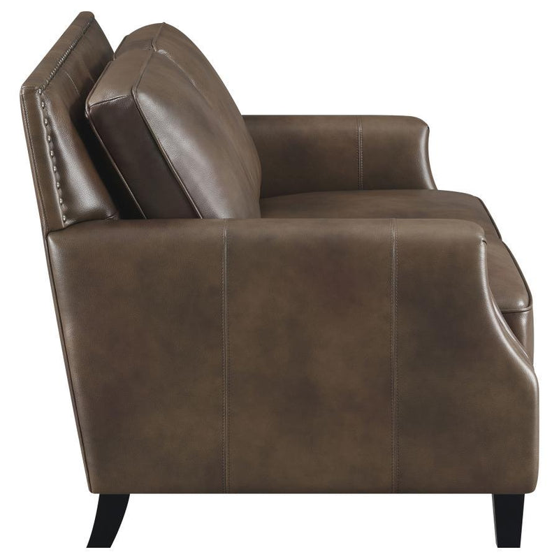 Leaton - Upholstered Recessed Arm Loveseat - Brown Sugar