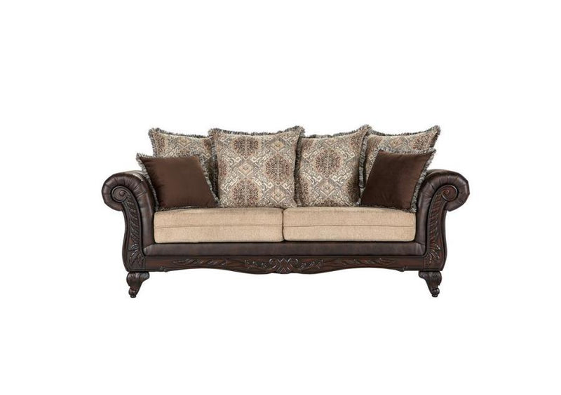 Elmbrook - Upholstered Rolled Arm Sofa - Brown