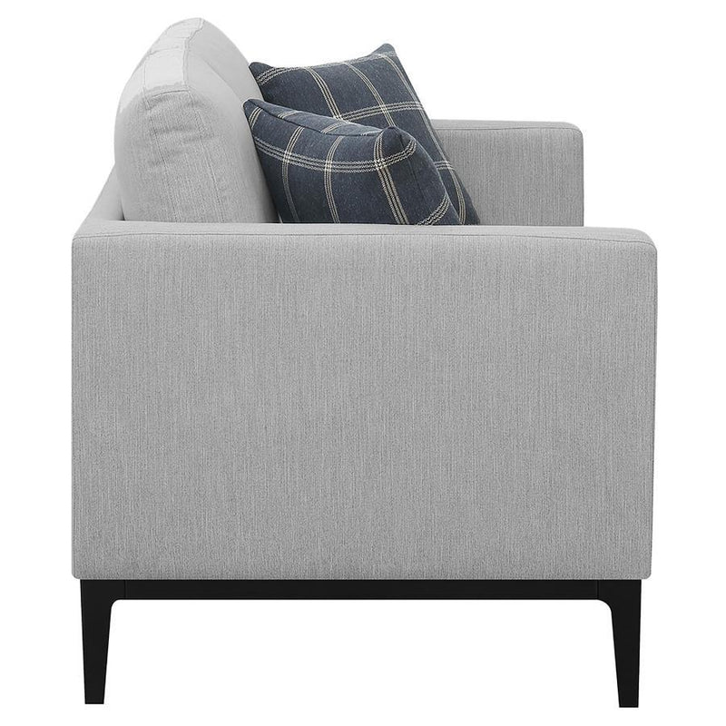 Apperson - Upholstered Track Arm Loveseat - Light Gray